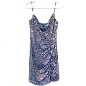 princess polly baby blue dress P.A.R.O.S.H Sequinned Midi Dress In Blue - 40% Off main image 0